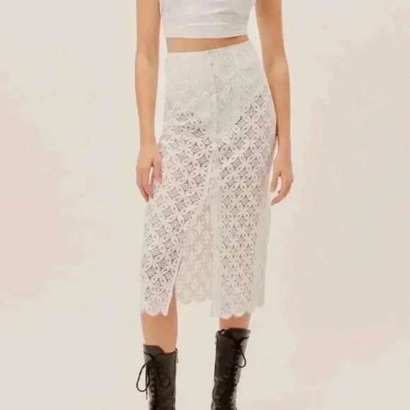 For Love & Lemons Charmaine Midi Skirt Size Medium - Picture 1 of 6